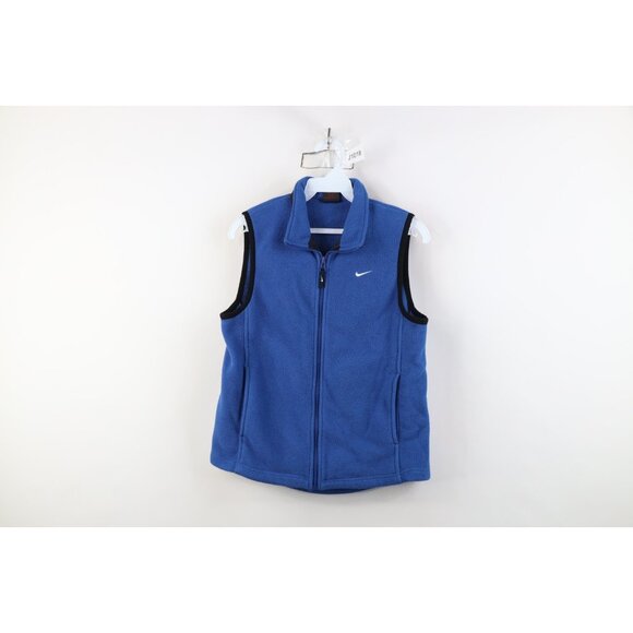 Vintage 90s Nike Womens Medium Travis Scott Mini Swoosh Fleece Vest Jacket Blue - Picture 1 of 14